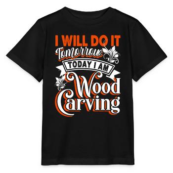 Wood Carving Today I Am Wood Carving - Stanley/Stella MINI CREATOR Kids’ T-Shirt - black - Front - Mikhail (115cm)