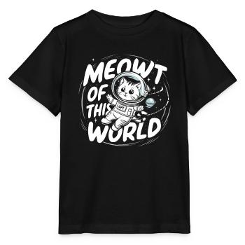 Chat, Astronaute, Astronomie, Système Solaire Externe - T-shirt bio MINI CREATOR Stanley/Stella Enfant - noir - Devant - Mikhail (115cm)