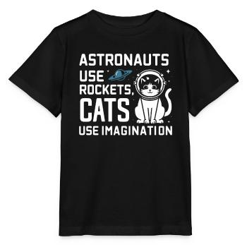 Chat, Astronaute, Astronomie, Système Solaire Externe - T-shirt bio MINI CREATOR Stanley/Stella Enfant - noir - Devant - Mikhail (115cm)