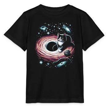 Chat, Astronaute, Astronomie, Système Solaire Externe - T-shirt bio MINI CREATOR Stanley/Stella Enfant - noir - Devant - Mikhail (115cm)