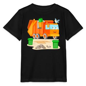 Garbage trucks for boys and girls - Stanley/Stella MINI CREATOR Kids’ T-Shirt - black - Front - Mikhail (115cm)