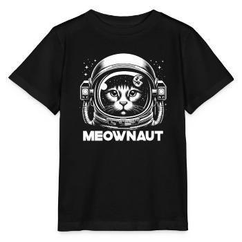 Chat, Astronaute, Astronomie, Système Solaire Externe - T-shirt bio MINI CREATOR Stanley/Stella Enfant - noir - Devant - Mikhail (115cm)