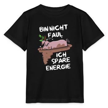 Je ne suis pas paresseux, j’économise de l’énergie, cochon ventru - T-shirt bio MINI CREATOR Stanley/Stella Enfant - noir - Devant - Mikhail (115cm)