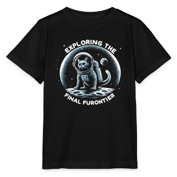 Chat, Astronaute, Astronomie, Système Solaire Externe - T-shirt bio MINI CREATOR Stanley/Stella Enfant - noir - Devant - Mikhail (115cm)