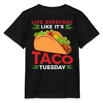 Lebe Jeden Tag, Als Wäre Es Dienstag Taco Lover - Stanley/Stella Kinder T-Shirt MINI CREATOR  - Schwarz - Vorne - Mikhail (115cm)