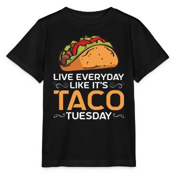 Lebe Jeden Tag, Als Wäre Es Dienstag Taco Lover - Stanley/Stella Kinder T-Shirt MINI CREATOR  - Schwarz - Vorne - Mikhail (115cm)