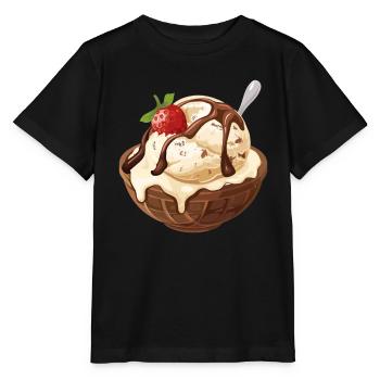 Vanilleeis Erdbeer Eisbecher Genuss Moment - Stanley/Stella Kinder T-Shirt MINI CREATOR  - Schwarz - Vorne - Mikhail (115cm)