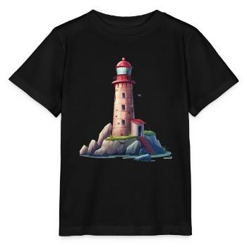 Leuchtturm An Der Felsigen Küste - Stanley/Stella Kinder T-Shirt MINI CREATOR  - Schwarz - Vorne - Mikhail (115cm)