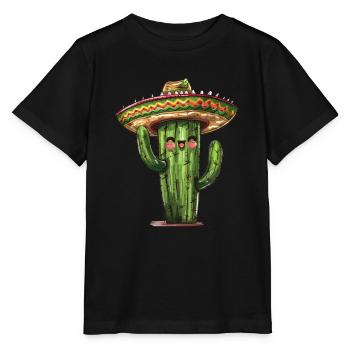 Lustiger Kaktus Mit Sombrero - Stanley/Stella Kinder T-Shirt MINI CREATOR  - Schwarz - Vorne - Mikhail (115cm)