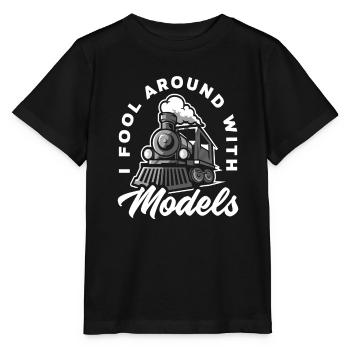 Train Trains Model Train Railway - Stanley/Stella MINI CREATOR Kids’ T-Shirt - black - Front - Mikhail (115cm)