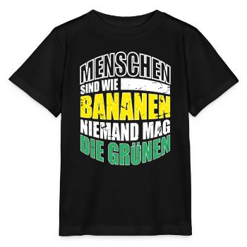 Menschen sind wie Bananen niemand mag die Grünen - Stanley/Stella Kinder T-Shirt MINI CREATOR  - Schwarz - Vorne - Mikhail (115cm)