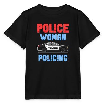 Polizistin, Die Weibliche Polizisten Polizei, - Stanley/Stella Kinder T-Shirt MINI CREATOR  - Schwarz - Vorne - Mikhail (115cm)