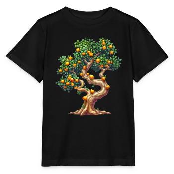Orange Tree with Ripe Fruits Motif - Stanley/Stella MINI CREATOR Kids’ T-Shirt - black - Front - Mikhail (115cm)