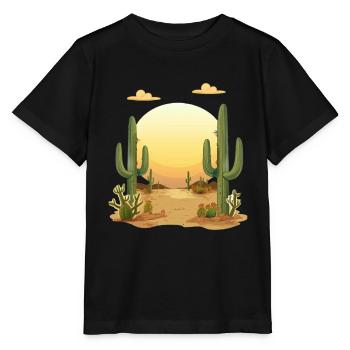 Paysage désertique au coucher du soleil - T-shirt bio MINI CREATOR Stanley/Stella Enfant - noir - Devant - Mikhail (115cm)