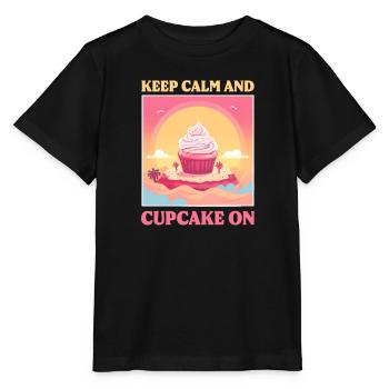 Amateur de cupcakes Keep Calm et Cupcake On - T-shirt bio MINI CREATOR Stanley/Stella Enfant - noir - Devant - Mikhail (115cm)
