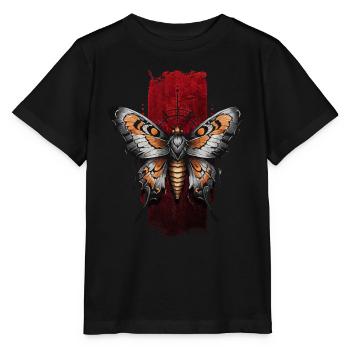 Eleganter Nachtfalter mit orangefarbenen Flügeln - Stanley/Stella Kinder T-Shirt MINI CREATOR  - Schwarz - Vorne - Mikhail (115cm)