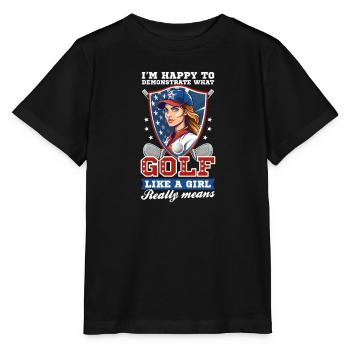 4. Juli Golf Freut Sich, Mädchen Zu Demonstrieren - Stanley/Stella Kinder T-Shirt MINI CREATOR  - Schwarz - Vorne - Mikhail (115cm)