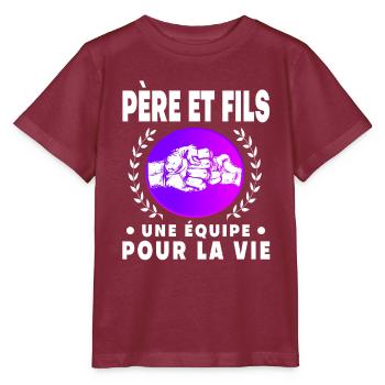 Father Son Vintage Retro Sunset Shot Stitch Dad - Stanley/Stella MINI CREATOR Kids’ T-Shirt - burgundy - Front - Kain (125cm)