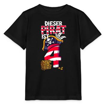 4. Geburtstag Piraten - Stanley/Stella Kinder T-Shirt MINI CREATOR  - Schwarz - Vorne - Mikhail (115cm)
