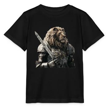Löwe Ritter Mittelalter - Stanley/Stella Kinder T-Shirt MINI CREATOR  - Schwarz - Vorne - Mikhail (115cm)
