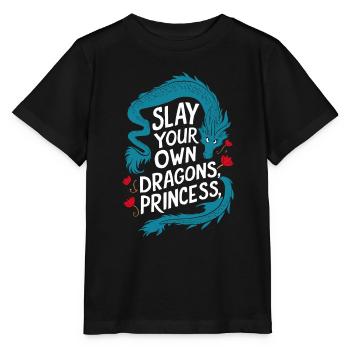 Defeat Your Dragon Princess - Stanley/Stella MINI CREATOR Kids’ T-Shirt - black - Front - Mikhail (115cm)