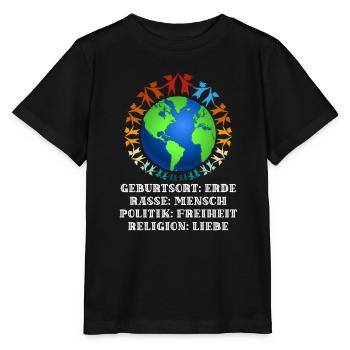 contre le racisme, contre la droite, contre les nazis, l’amour - T-shirt bio MINI CREATOR Stanley/Stella Enfant - noir - Devant - Mikhail (115cm)
