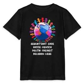 contre le racisme, contre la droite, contre les nazis, l’amour - T-shirt bio MINI CREATOR Stanley/Stella Enfant - noir - Devant - Mikhail (115cm)