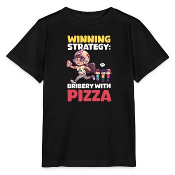 Stratégie gagnante de maman de football : la corruption avec la pizza - T-shirt bio MINI CREATOR Stanley/Stella Enfant - noir - Devant - Mikhail (115cm)