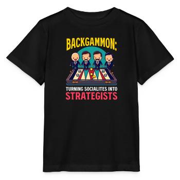 Funny Backgammon Turning Socialites into Strategis - Stanley/Stella MINI CREATOR Kids’ T-Shirt - black - Front - Mikhail (115cm)