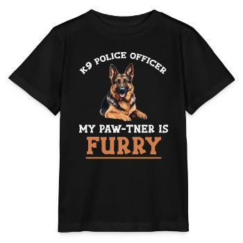 Policier Mon Paw-tner est un chien à fourrure - T-shirt bio MINI CREATOR Stanley/Stella Enfant - noir - Devant - Mikhail (115cm)