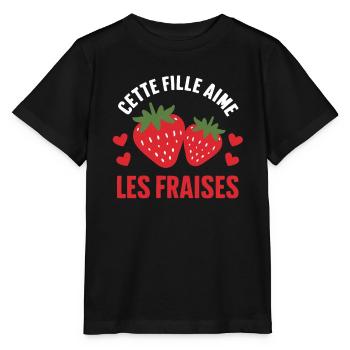 Just a Girl Who Loves Strawberries Funny Gift - Stanley/Stella MINI CREATOR Kids’ T-Shirt - black - Front - Mikhail (115cm)