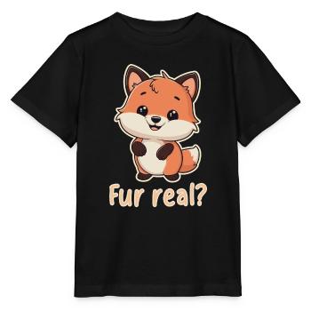 Fourrure réelle ? Illustration de renard mignon - T-shirt bio MINI CREATOR Stanley/Stella Enfant - noir - Devant - Mikhail (115cm)