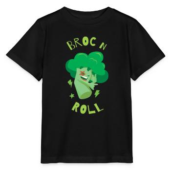 Broc´n´Roll Brokkoli Gesundes Gemüse - Stanley/Stella Kinder T-Shirt MINI CREATOR  - Schwarz - Vorne - Mikhail (115cm)