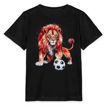 Löwe Fußball Bunt Türkei Tier Design Print - Stanley/Stella Kinder T-Shirt MINI CREATOR  - Schwarz - Vorne - Mikhail (115cm)