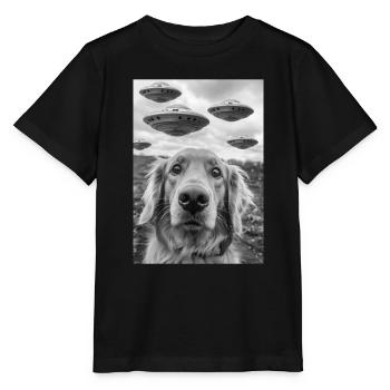 Ufo Selfie Hund - Stanley/Stella Kinder T-Shirt MINI CREATOR  - Schwarz - Vorne - Mikhail (115cm)