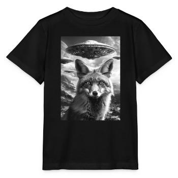 Ufo Selfie Fuchs - Stanley/Stella Kinder T-Shirt MINI CREATOR  - Schwarz - Vorne - Mikhail (115cm)