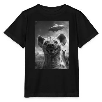 Ufo Selfie Hyäne - Stanley/Stella Kinder T-Shirt MINI CREATOR  - Schwarz - Vorne - Mikhail (115cm)