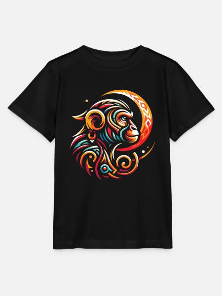 Affe Moon Phases - Stanley/Stella Kinder T-Shirt MINI CREATOR - Schwarz