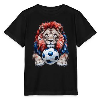 Löwe Fußball Bunt Kroatien Tier Design Print - Stanley/Stella Kinder T-Shirt MINI CREATOR  - Schwarz - Vorne - Mikhail (115cm)