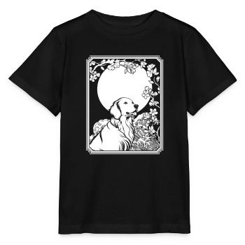 Golden Retriever Japan Cherry Blossom Moon - Stanley/Stella MINI CREATOR Kids’ T-Shirt - black - Front - Mikhail (115cm)