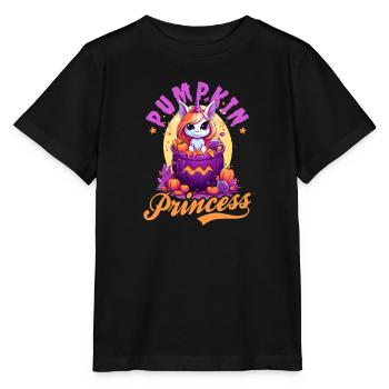Halloween Einhorn Kürbis Prinzessin - Stanley/Stella Kinder T-Shirt MINI CREATOR  - Schwarz - Vorne - Mikhail (115cm)