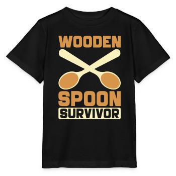 Cuillère en bois Survivor Drôle Design Rétro - T-shirt bio MINI CREATOR Stanley/Stella Enfant - noir - Devant - Mikhail (115cm)