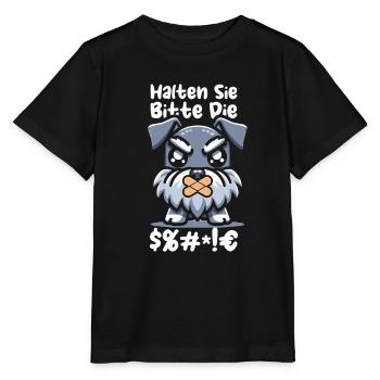 Schnauzer dog please keep your mouth shut - Stanley/Stella MINI CREATOR Kids’ T-Shirt - black - Front - Mikhail (115cm)