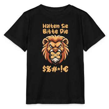 Löwe Halten Sie Bitte Die Fresse - Stanley/Stella Kinder T-Shirt MINI CREATOR  - Schwarz - Vorne - Mikhail (115cm)