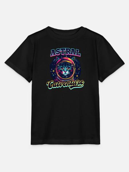 Katze Astronaut Astral Catventure - Stanley/Stella Kinder T-Shirt MINI CREATOR - Schwarz