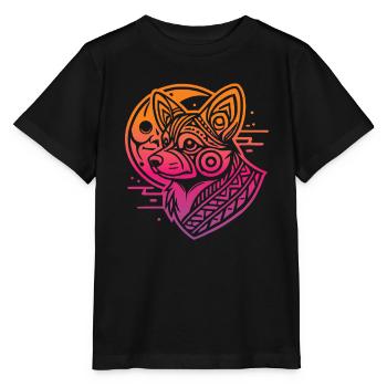Corgi Tribal Moon Phases - Stanley/Stella MINI CREATOR Kids’ T-Shirt - black - Front - Mikhail (115cm)