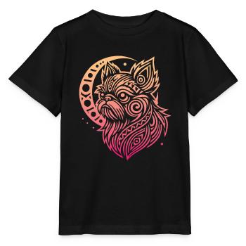 Brussels Griffon Tribal Moon Phases - Stanley/Stella MINI CREATOR Kids’ T-Shirt - black - Front - Mikhail (115cm)