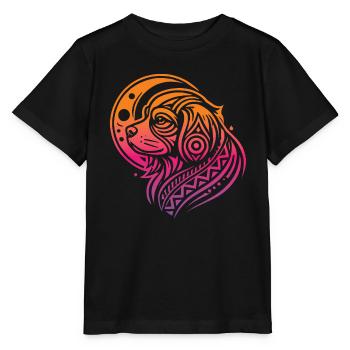 King Charles Cavalier Tribal Moon Phases - Stanley/Stella MINI CREATOR Kids’ T-Shirt - black - Front - Mikhail (115cm)