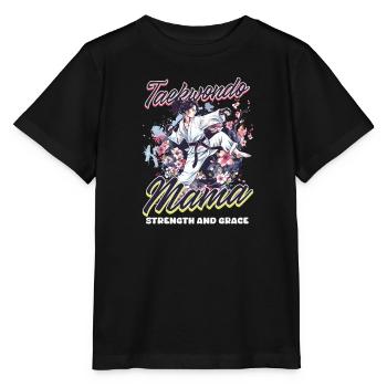 Taekwondo-Mutter Taekwondo-Mama: Stärke und Anmut - Stanley/Stella Kinder T-Shirt MINI CREATOR  - Schwarz - Vorne - Mikhail (115cm)