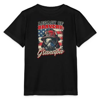 L’héritage de la bravoure de grand-père pompier : Grand-père - T-shirt bio MINI CREATOR Stanley/Stella Enfant - noir - Devant - Mikhail (115cm)